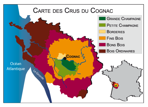 Carte des crus du Cognac