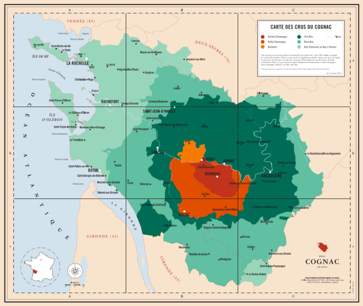 Quels sont les différents crus du cognac ?